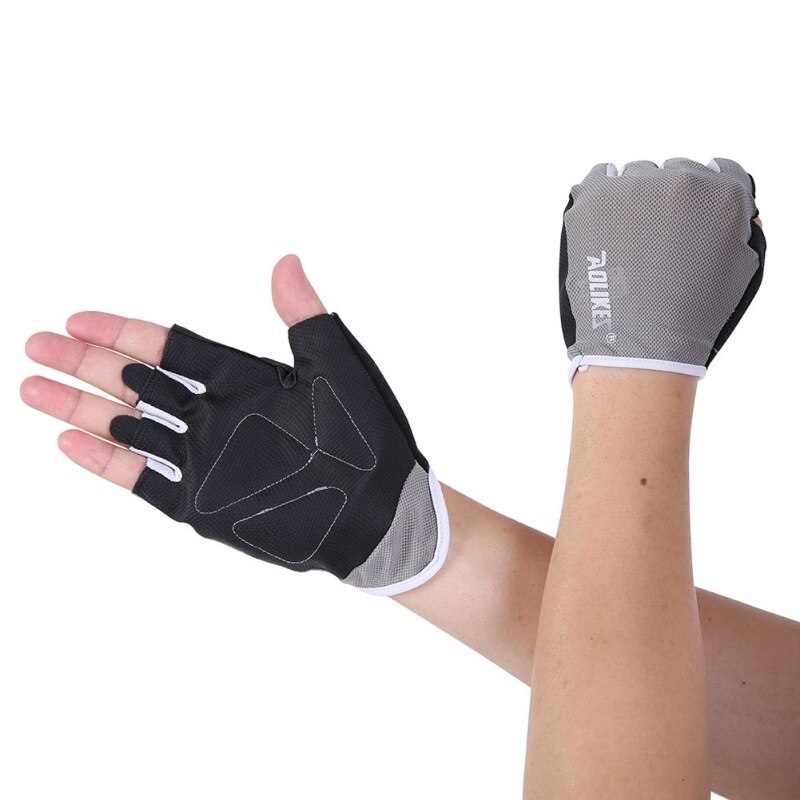 Summer men and women fitness gloves gym weightlifting cycling bodybuilding training thin breathable non-slip half finger gloves