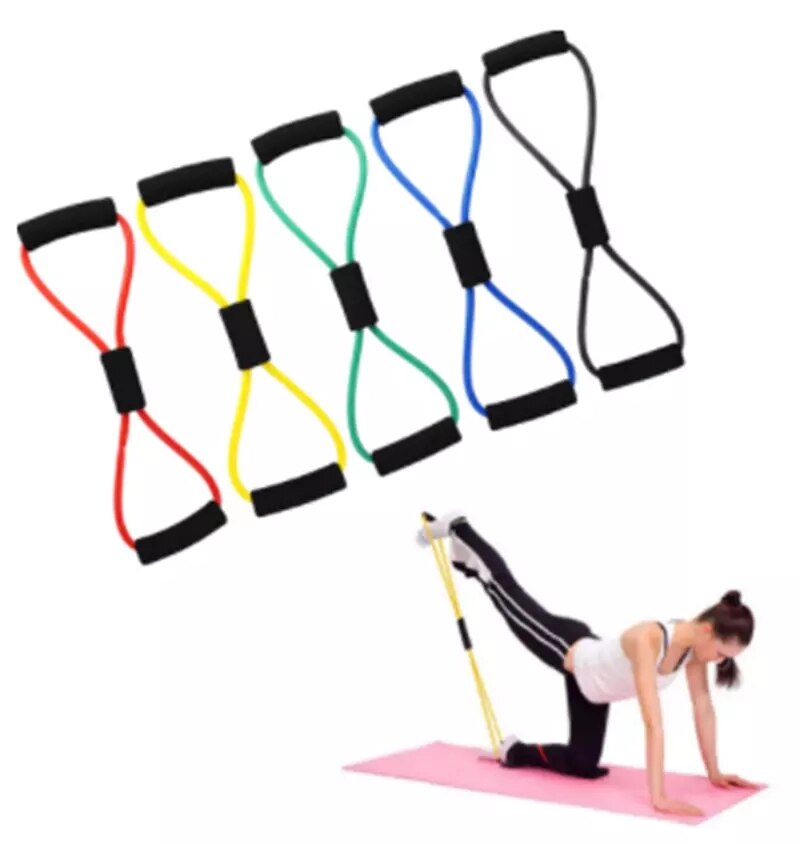 Resistance Bands Yoga Fitness Resistance 8 Word Chest Expander Rope Workout Muscle Fitness Rubber Elastic Bands home Exercise