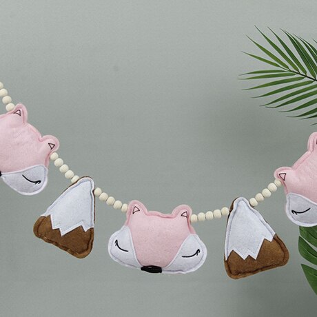1Pc Baby Speelgoed Nordic Cartoon Vos Baby Rammelaars Kinderen Kamer Opknoping Decor Fotografie Prop Zachte Rammelaar Mobiele Wandelwagen Accessoire: Pink fox 2
