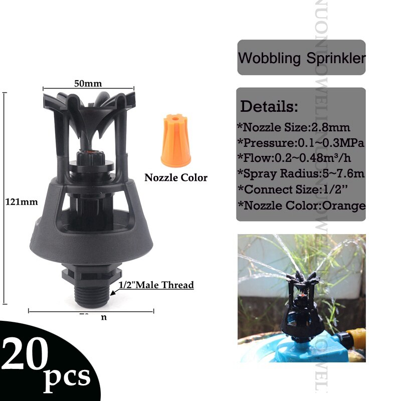 2 ~ 20 pièces durables arroseurs d'irrigation ferme verger oscillant buse rotative jardin pelouse paysage oscillant pulvérisateurs d'arrosage: 20pcs Orange Nozzle