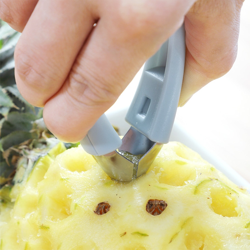 Rustfrit stål ananas øjenskræller frugt grøntsager udskærer ananas kniv skærer kerne frø fjerner praktisk køkkenværktøj