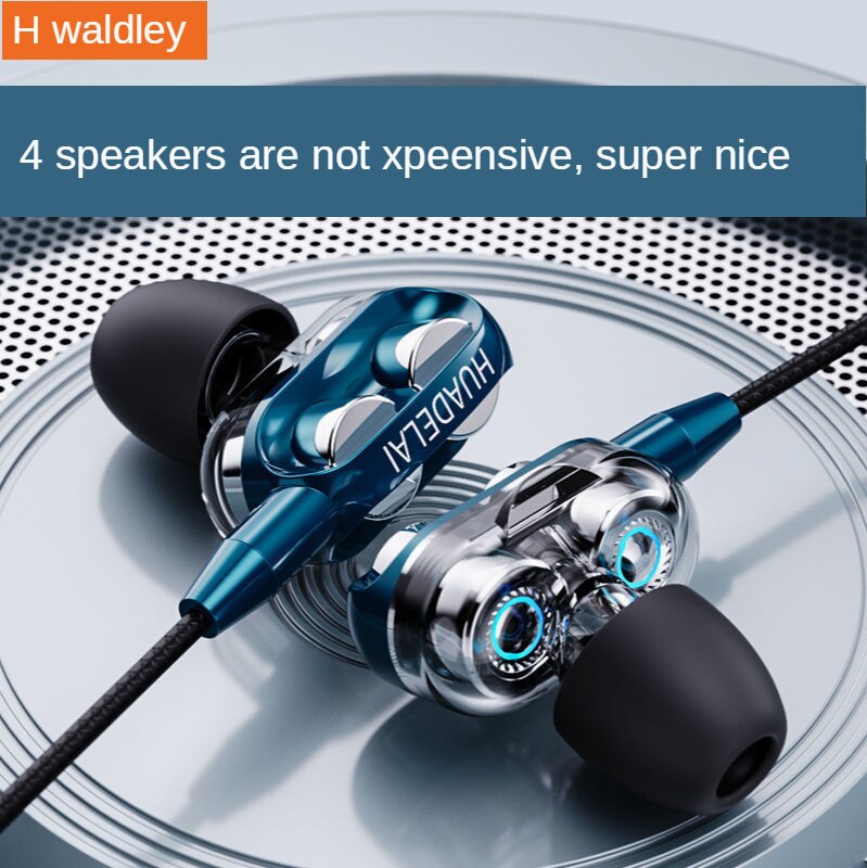 Double Moving Coil Subwoofer Headset for Vivo Oppo Huawei with Microphone Karaoke In-ear Earplug Universal Handphone