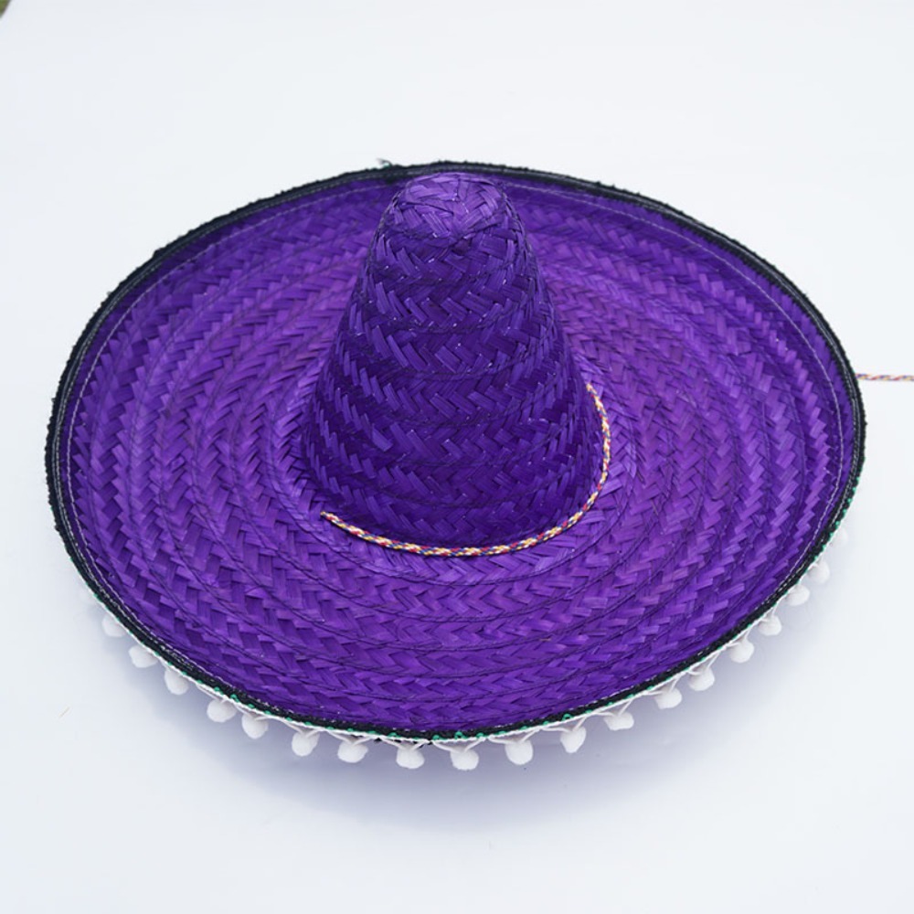 Sombrero de ala ancha de colores para hombre, Sombrero de paja para Mexicana, decoración para el sol, Halloween, Verano: Blanco