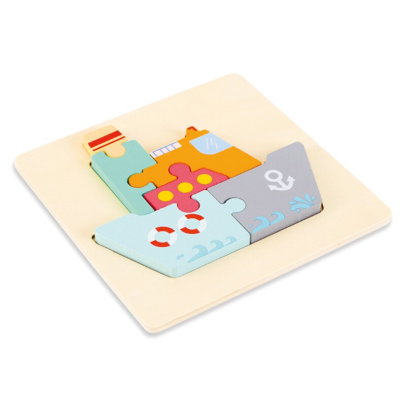 1 sztuk drewniane Puzzle 3D zabawka dla dziecka Cartoon zwierząt/ruchu Puzzle edukacyjne kolorowa zabawka poznanie dziecko zabawki edukacyjne dla dzieci: Brązowy