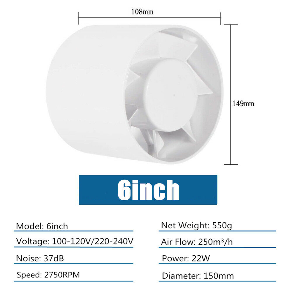 Hon&Guan 4'' 5'' 6'' Round Ceiling Window Exhaust Fan Ventilator 220V Ventilation Vent Air Extractor for Bathroom Kitchen Hood