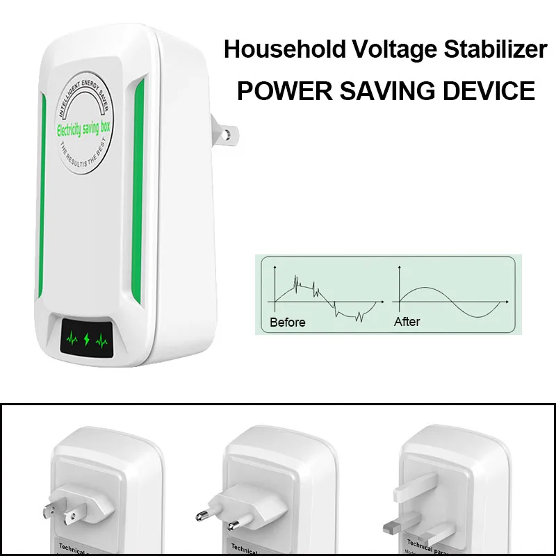 StopWatt Stromsparbox, Energiespargerät, Stecker-in-Spargerät für Zuhause, 90–250 V, uns/EU/UK, Steckeradapter, Energiespargerät