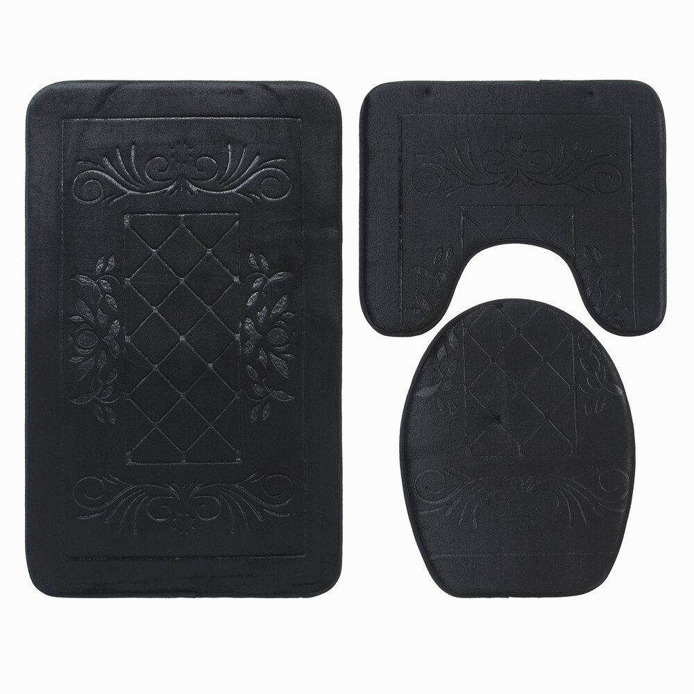 1 set bath mat bathroom set bathroom carpet bathroom rug set Toilet carpet three piece set Anti skid foot pad at cylinder edge: D