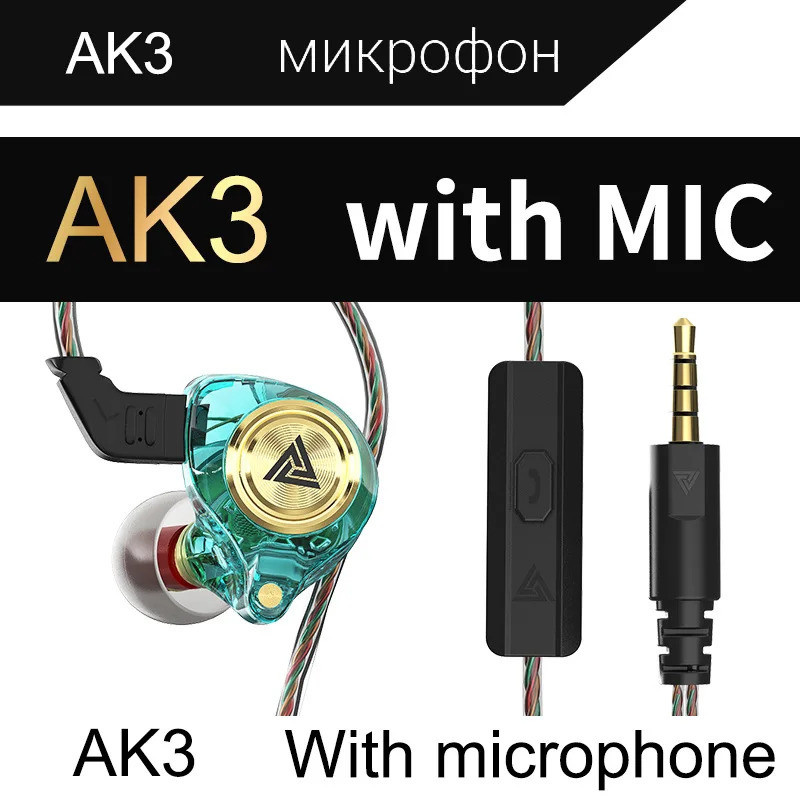 Qkz ak3 arquivo pro fones de ouvido graves fones de ouvido no monitor esporte com cancelamento de ruído alta fidelidade