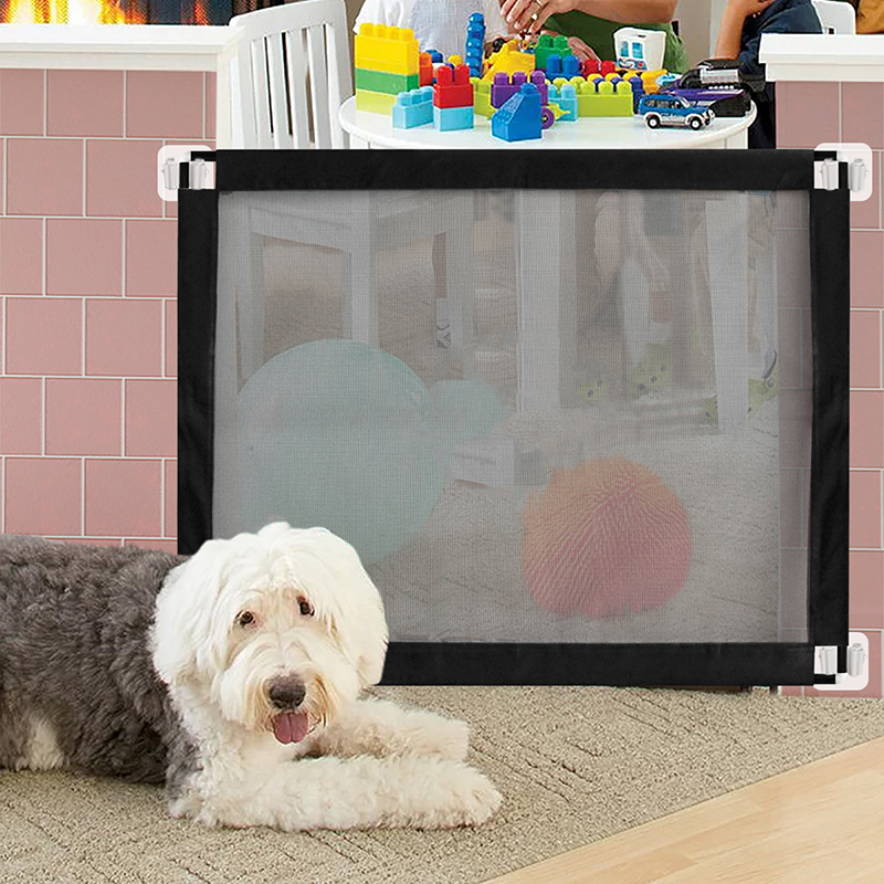 Valla de red para mascotas, barrera para perros, valla de seguridad aislada para mascotas, puerta de escaleras, corralito de malla transpirable plegable para perros