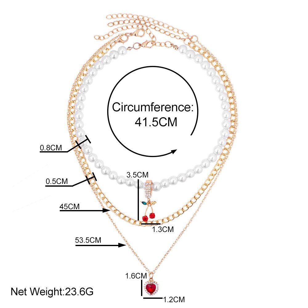 Ywzixln Boho Bling Strass Hart Hanger Mode Kettingen Wit Imitatie Parel Ketting Choker Voor Meisjes Hiphop Sieraden N0293