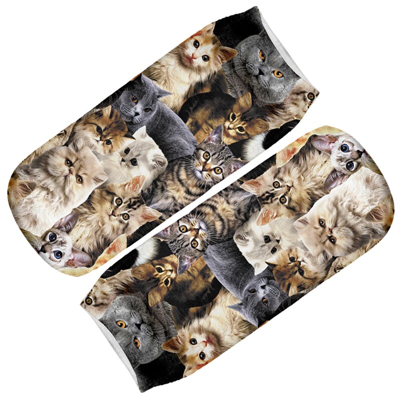 1 Paar Leuke Vele Puppy Katten Gedrukt Katoenen Sokken voor Kids Kinderen Meias Calcetines Bebe Lage Ankle 3D Sokken 19 cm lengte