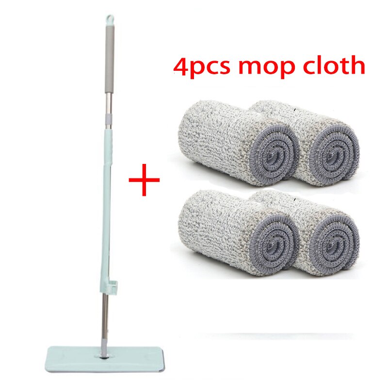 Free Hand Washing Floor Mop With Spin Flat Mop Rag For Lazy Microfiber Pad Cleaning Kitchen Home Mop 360 Rotating Magic Mop: Green