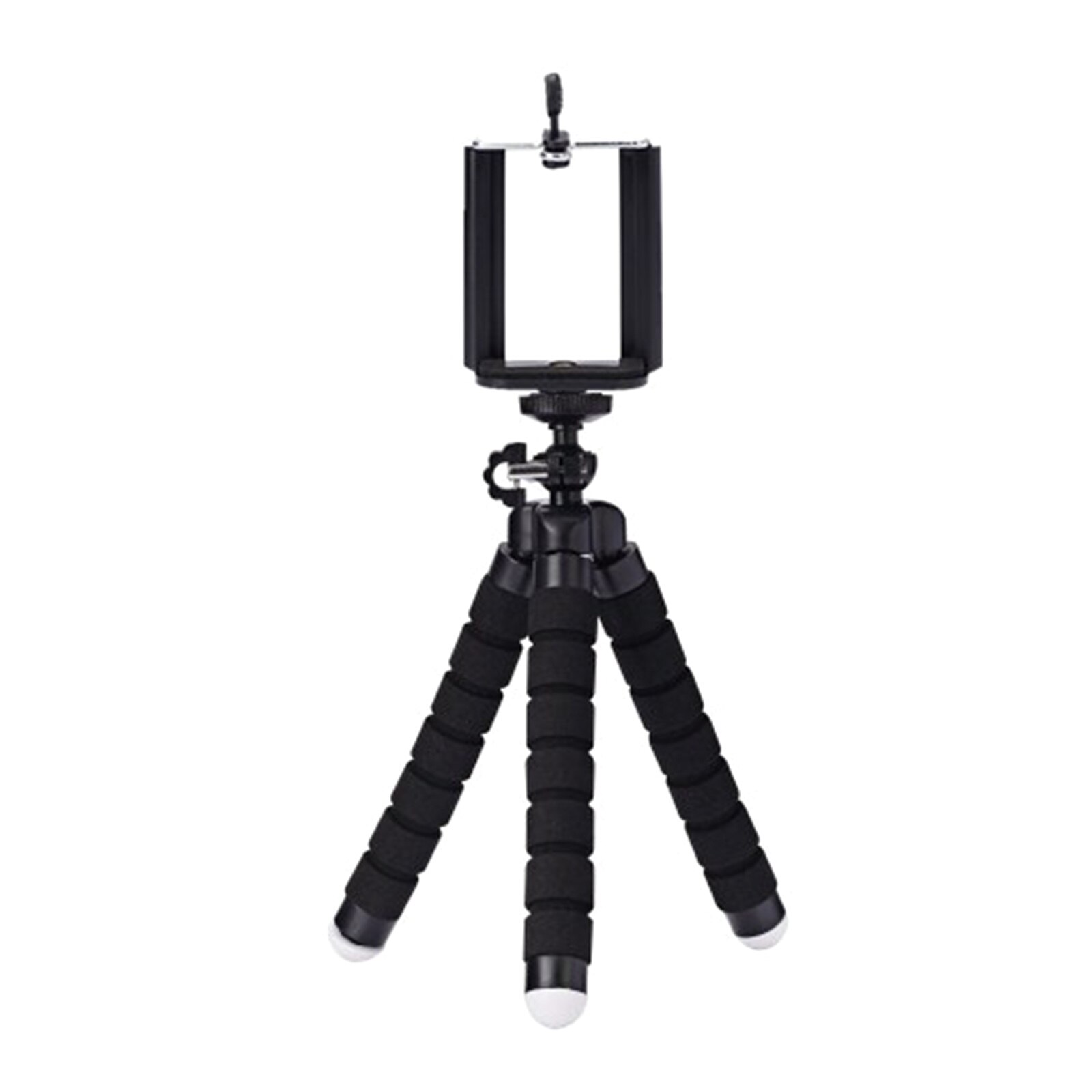Mini Flexible Sponge Octopus Tripod Mobile Phone Tripod Smartphone Camera Bendable Tripod for i-Phone Huawei Xiaomi Smartphone: Black with holder