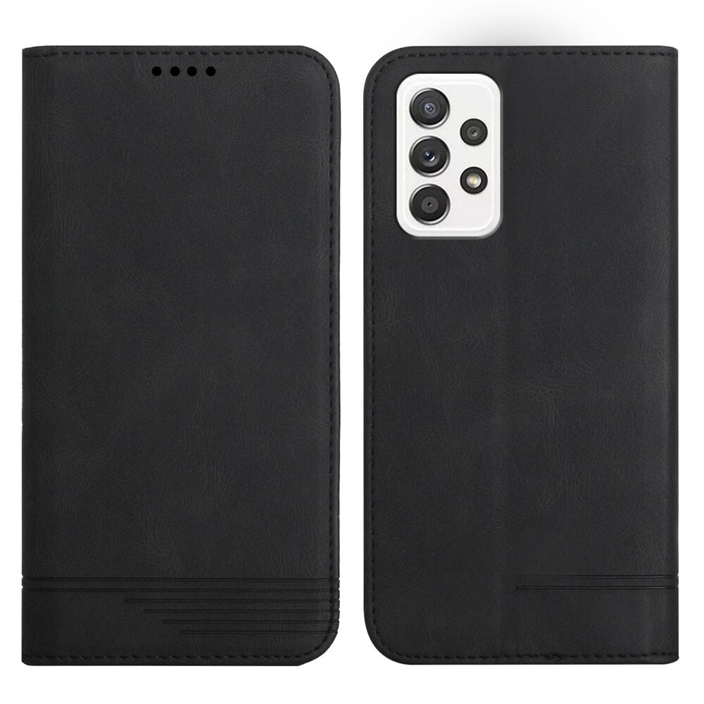 Funda Galaxi EINE 52 Leder fallen auf für Samsung Galaxis A52S 5G A52 Fällen Luxus Linie magnetisch Brieftasche kippen telefon Zurück Abdeckung Capinha: Samsung A52 5G / Schwarz
