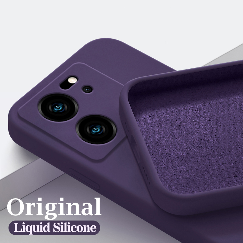 Coque de téléphone carrée en silicone liquide pour Xiaomi, coque arrière souple, couverture de luxe, Mi 13T, Mi 13 T Pro, Mi 13T Pro, 5G