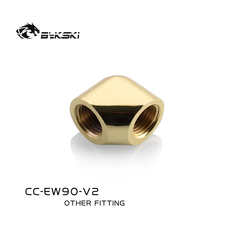 Bykski 90 Degree Dual Female Elbow Fitting Connector Joint CC-EW90-V2: Gold