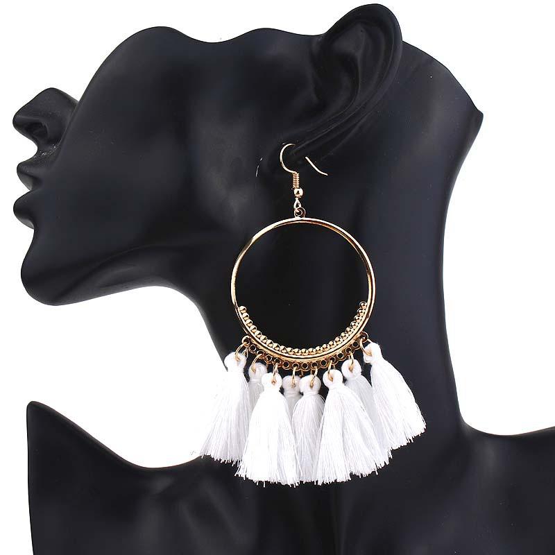 Earrings For Women Luxury Round Ball Earrings Wedding Charm Long Earringjewelry Bohemia: white