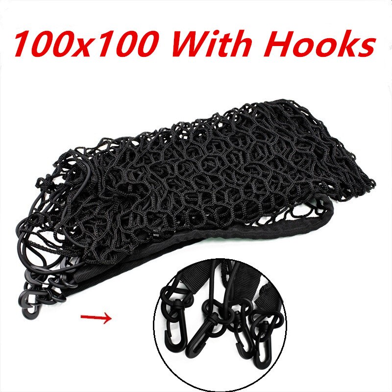Bil bagagerumsnet 100 x 100 cm elastisk stærk nylon bagageopbevaring organisator net net universal til bil varevogn pickup suv mpv: 100 x 100 med kroge