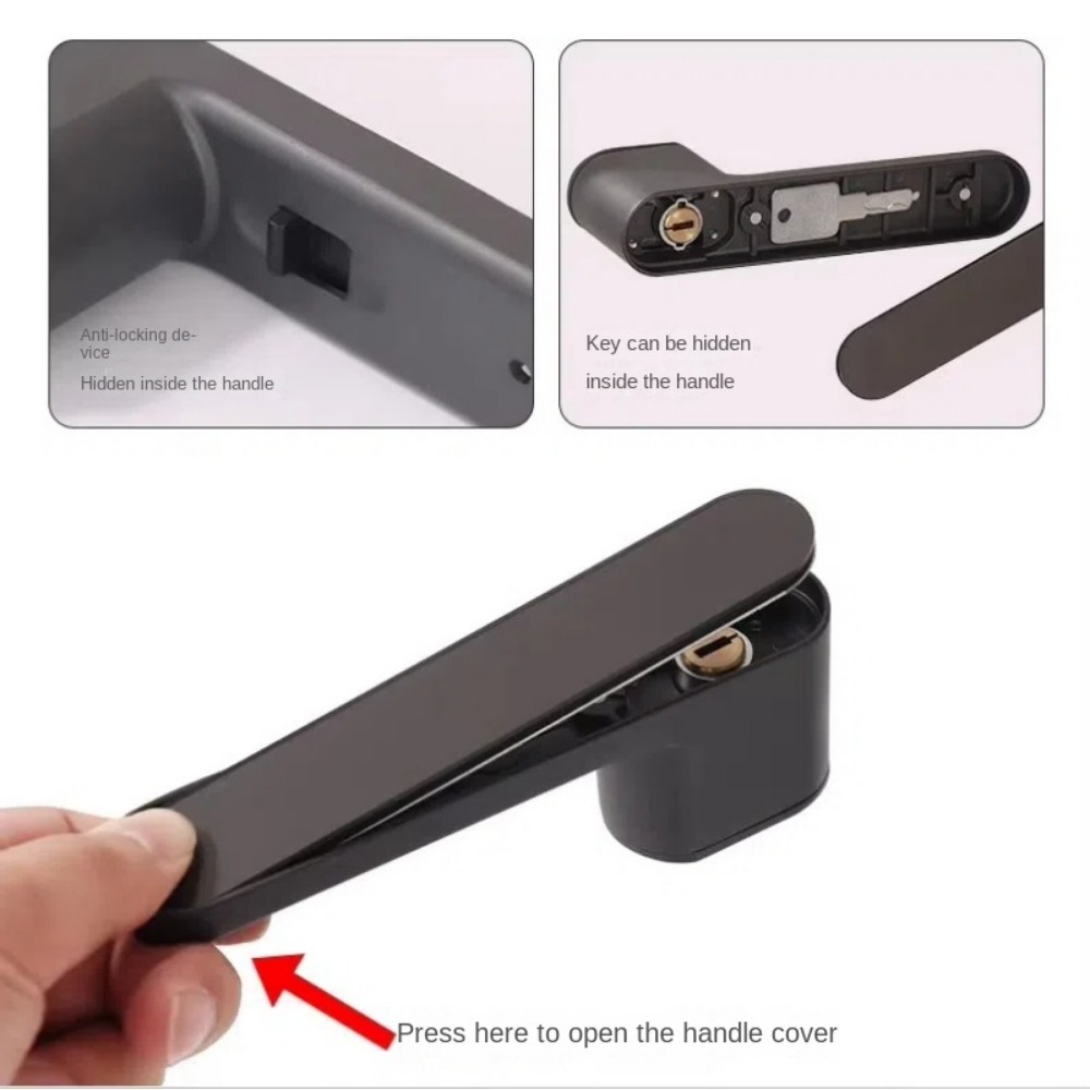 European One-word Handle Door Lock Hidden Keyhole Suitable for Bedroom Study Magnetic Silent Door Lock Minimalist Ecology