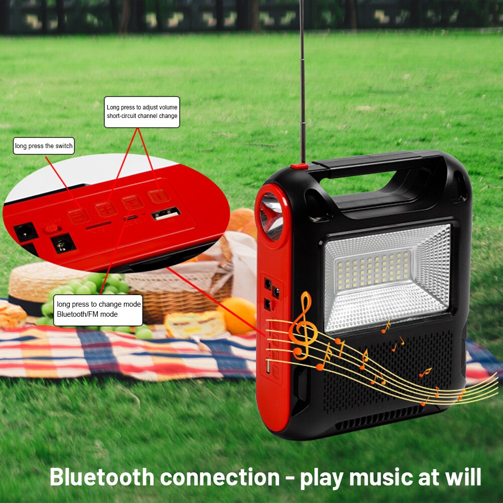 Solar Radio Oplaadbare Emergency Radio Met Am/Fm Draagbare Zaklamp Multifunctionele Power Bank Led Leeslamp