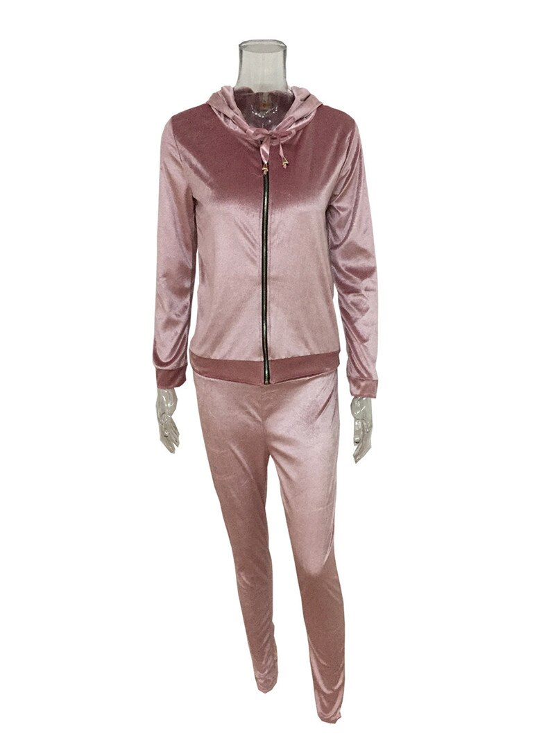 Lente Velours Trainingspak Vrouwen Sets Zip Hoodie Top En Broek Tweedelige Set Fluwelen Trainingspak Zweetkostuums Outfits Conjunto Feminino