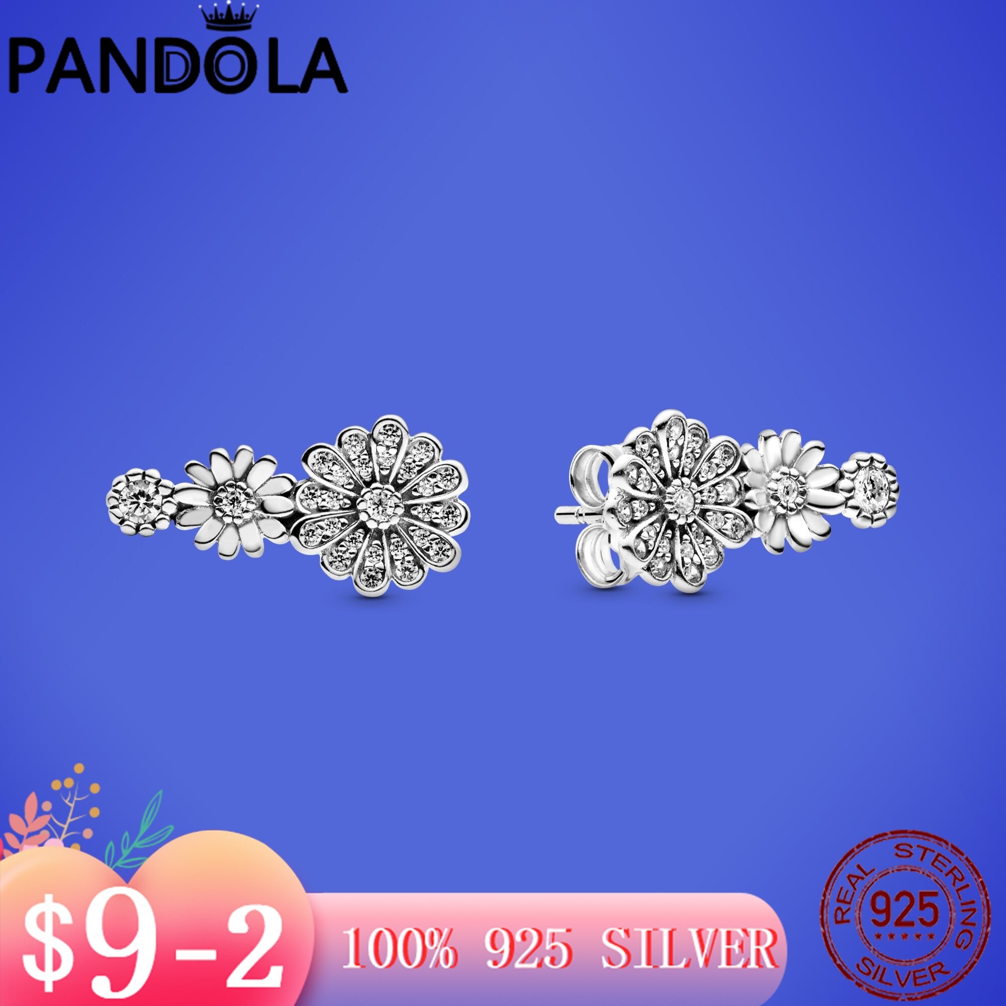 925 Sterling Silver Sparkling Daisy Flower Trio Stud Earrings For Women Silver S925 Original Jewelry