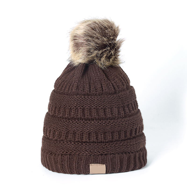 Knitted Beanie Winter Hat Adult Children Fall Thick And Warm And Bonnet Skullies Beanie Soft Knitted With Tag: coffee / Children