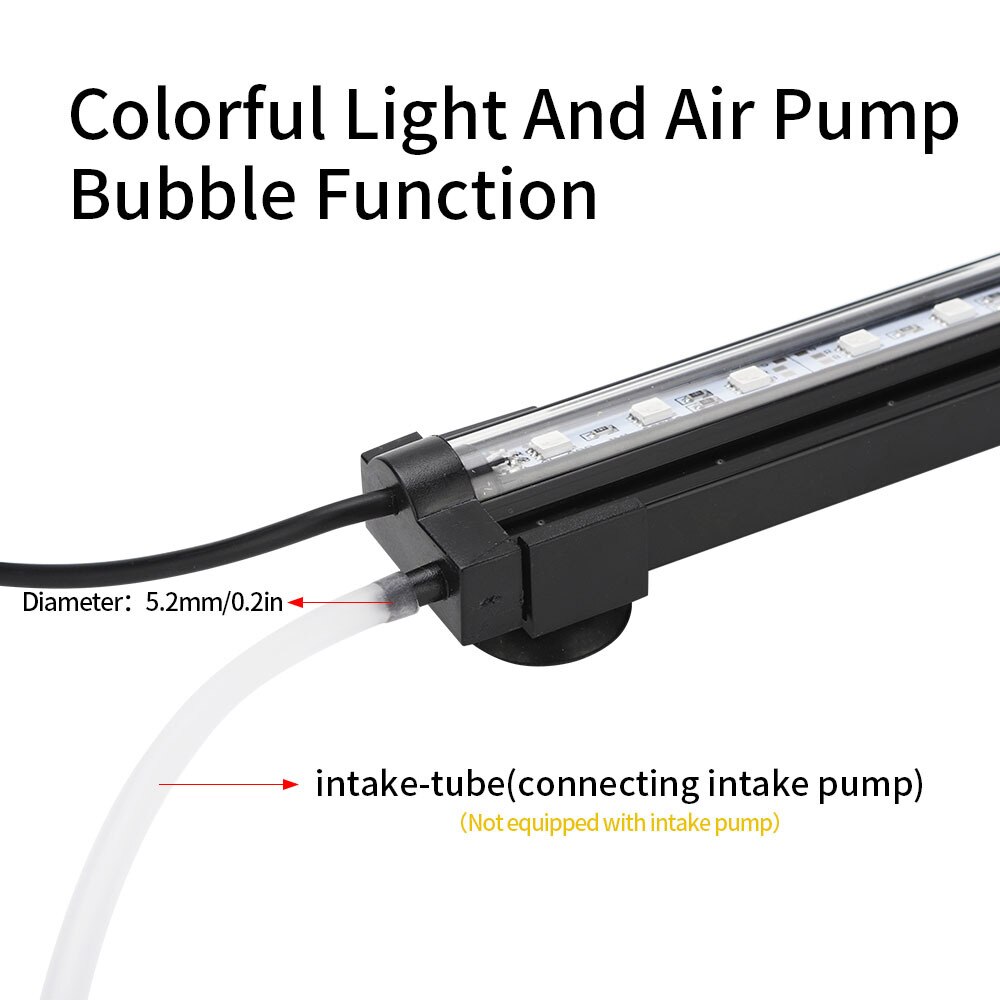 12-46CM 5050 RGB LED Aquarium Light Fish Tank Submersible Light Aquatic Air Bubble Oxygenation Lamp EU US Plug