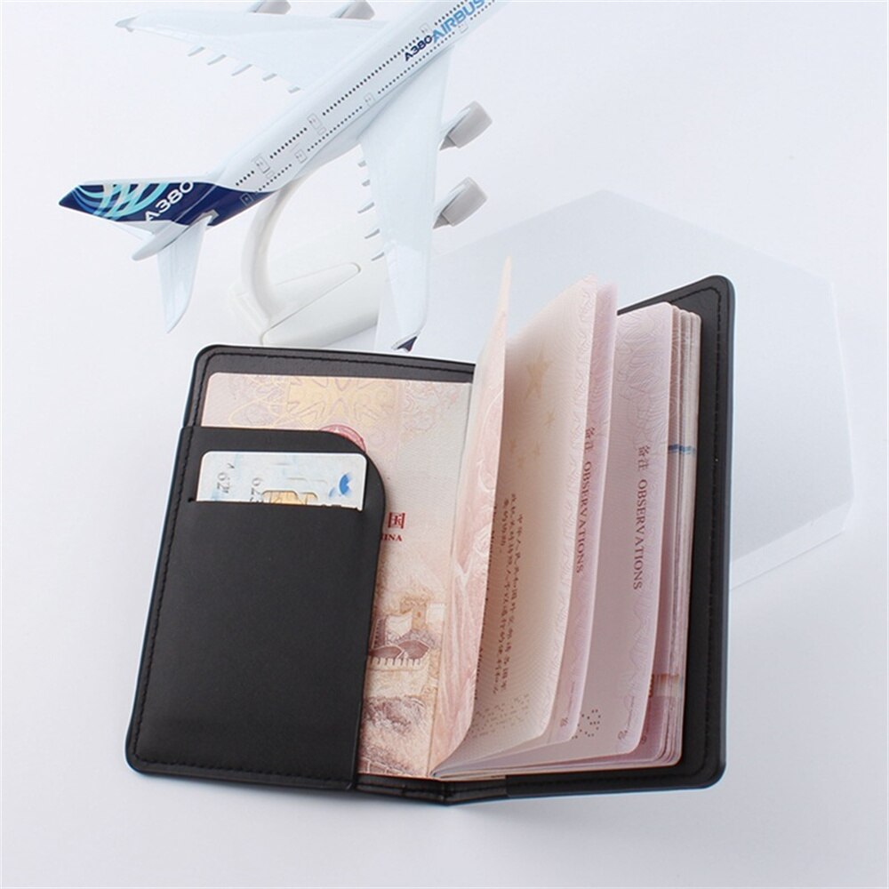 Vliegtuig Patroon Paspoort Cover Beschermende Pu Leather Vrouwen Mannen Reizen Creditcardhouder Id &amp; Document Houder Protector