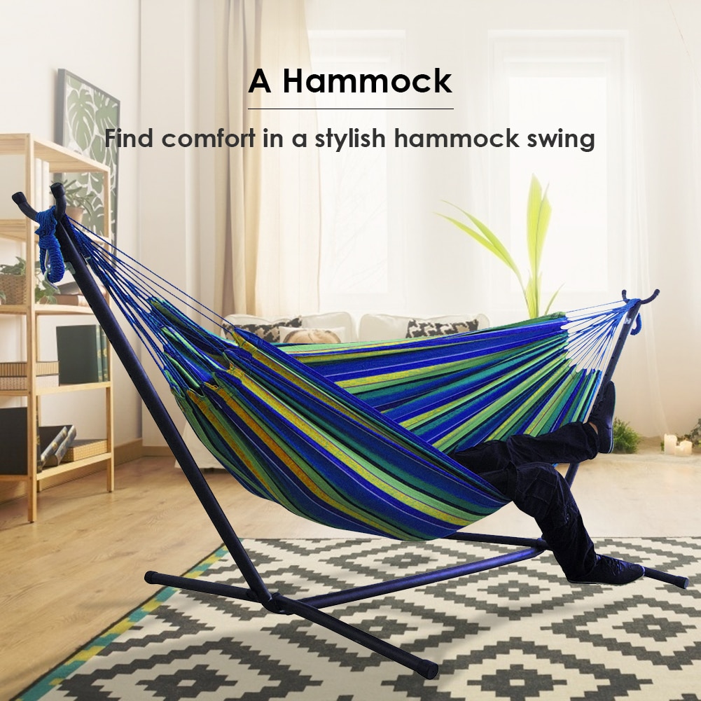Portable Outdoor Canvas Hammock Multi-functional Practical Camping Sleep Swing Hanging Bed Garden Furniture Without Bracket