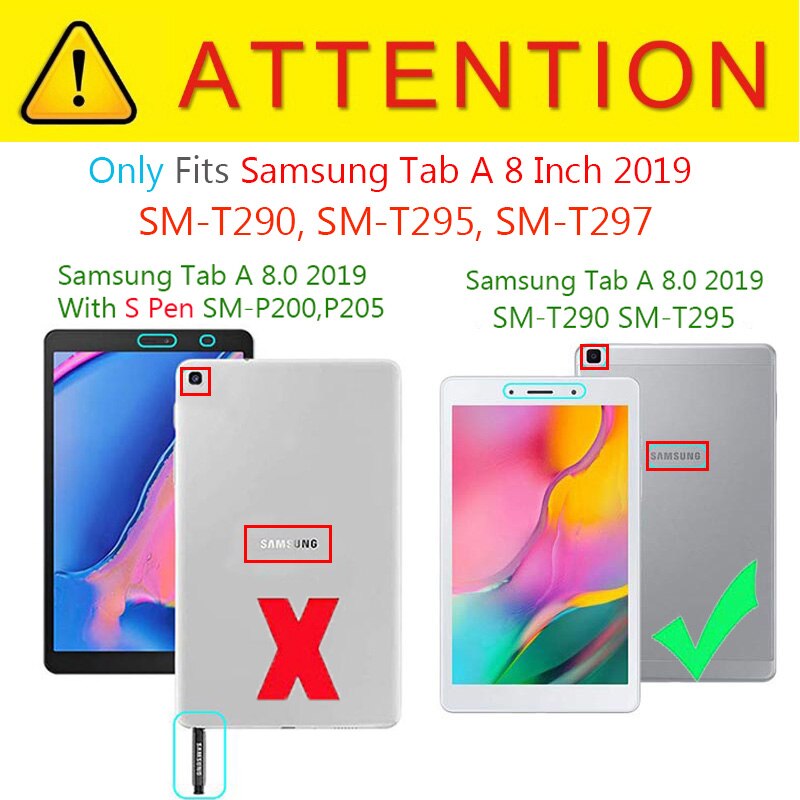 Smart Case For Samsung Galaxy Tab A 8.0" inch Tablet SM-T290 T295 T297 PU Leather Cover Case T290 Protective Case Funda