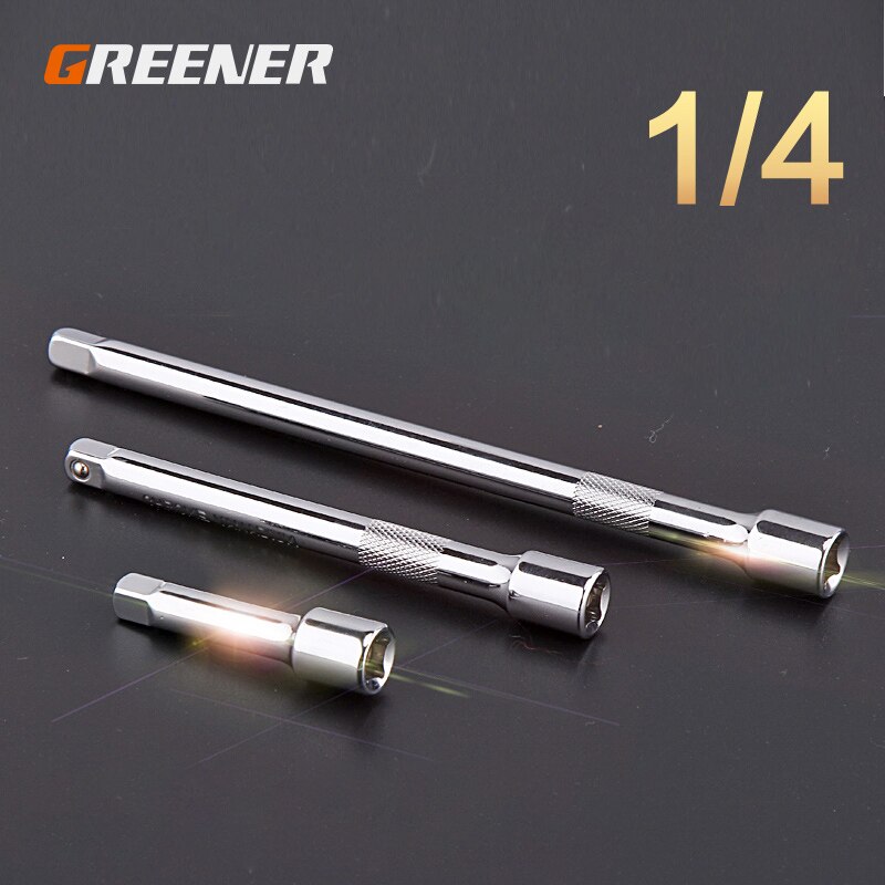 GREENER Socket Ratchet Wrench Extension Bar 1/4" 50/100/150/250mm Ratchet Wrench Socket Extender Hand Adjustment Hand Tools