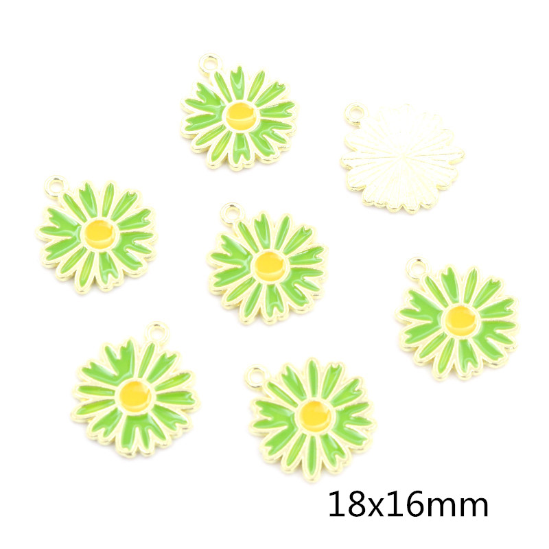 20Pcs 7-Kleuren Legering Metal Olie Colorblock Madeliefjes Charme Bloem Hanger Voor Diy Armband Ketting Sieraden Maken bevindingen: Silver Plated