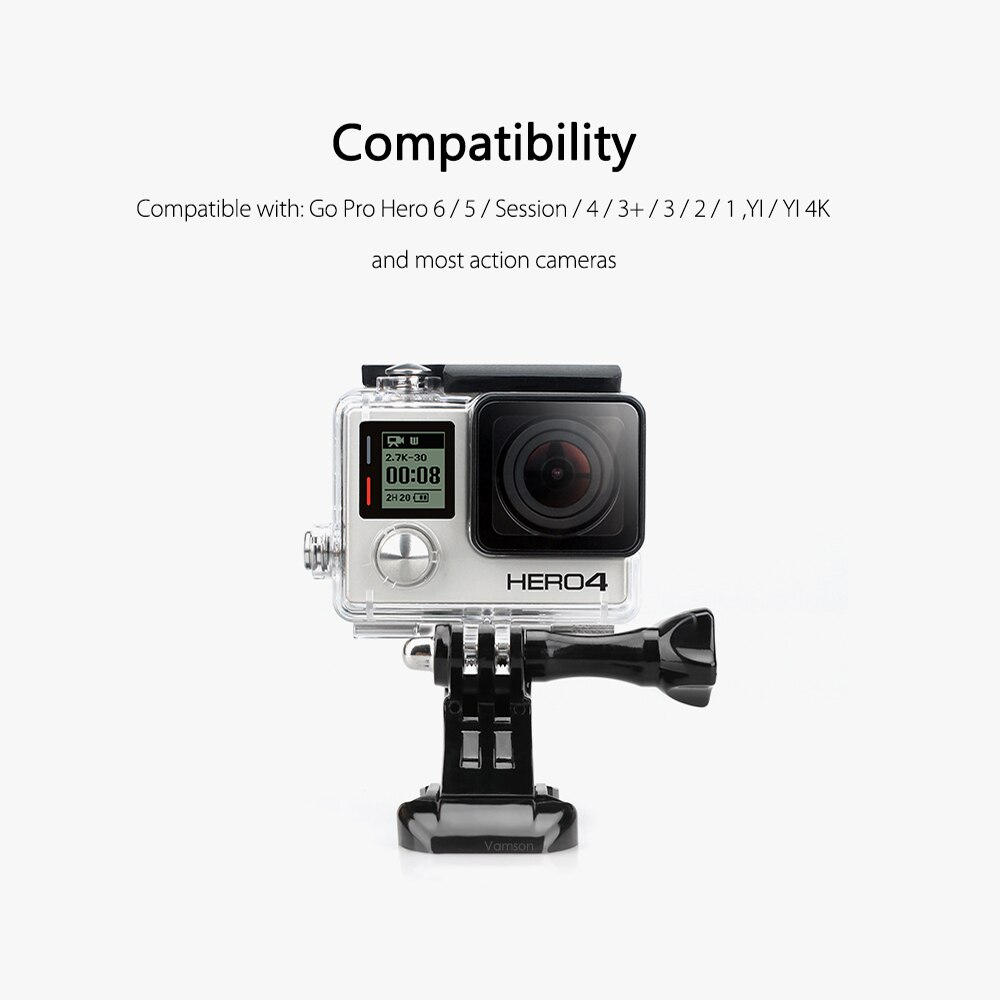 Vamosn para gopro acessórios j-gancho fivela tripé de montagem para gopro hero 8 7 6 5 4 3 + 2 para sjcam sj400 foryi 4k vp109