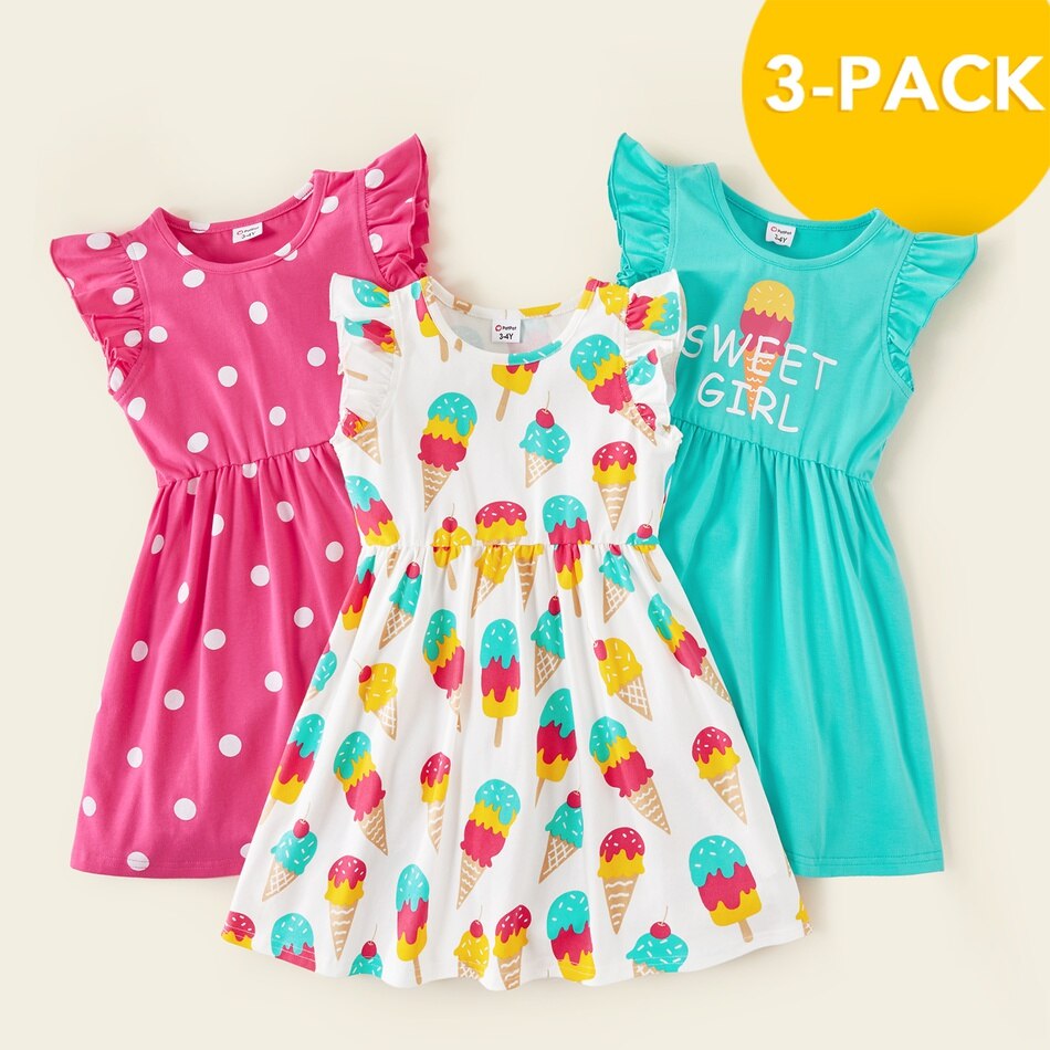 Patpat sommar 3- -pack #39 småbarnsglass prickiga barnkläder 3-6y: 3-4 år