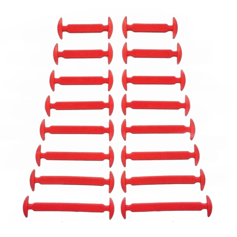 16 Teile/satz Silikon Elastische Schnürsenkel Spezielle Keine Krawatte Schnürsenkel SchnüSprosse freundlicher Erwachsene Turnschuhe Schnell Schuh Spitze: rot