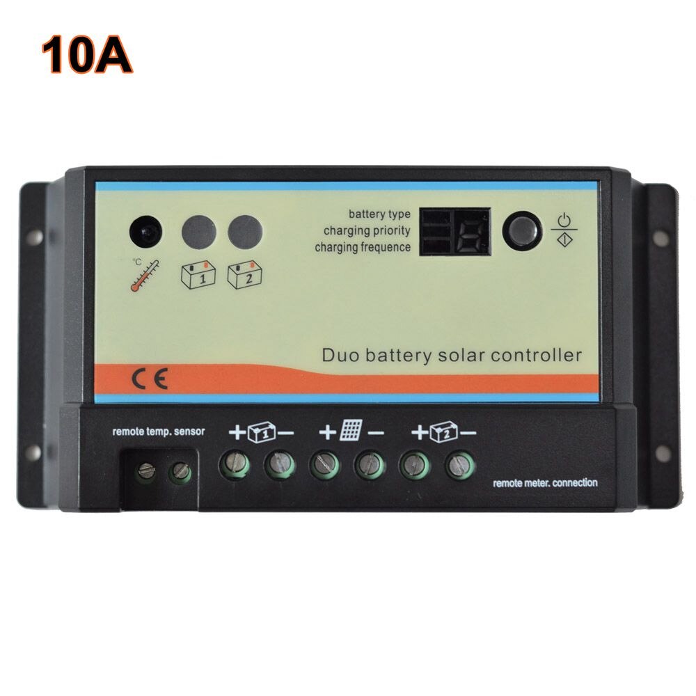 10A 20A Dual Battery Solar Panel Controller 12V 24V Dual Battery Charger Controller Caming Car RV Boat Solar Charging System: 10A