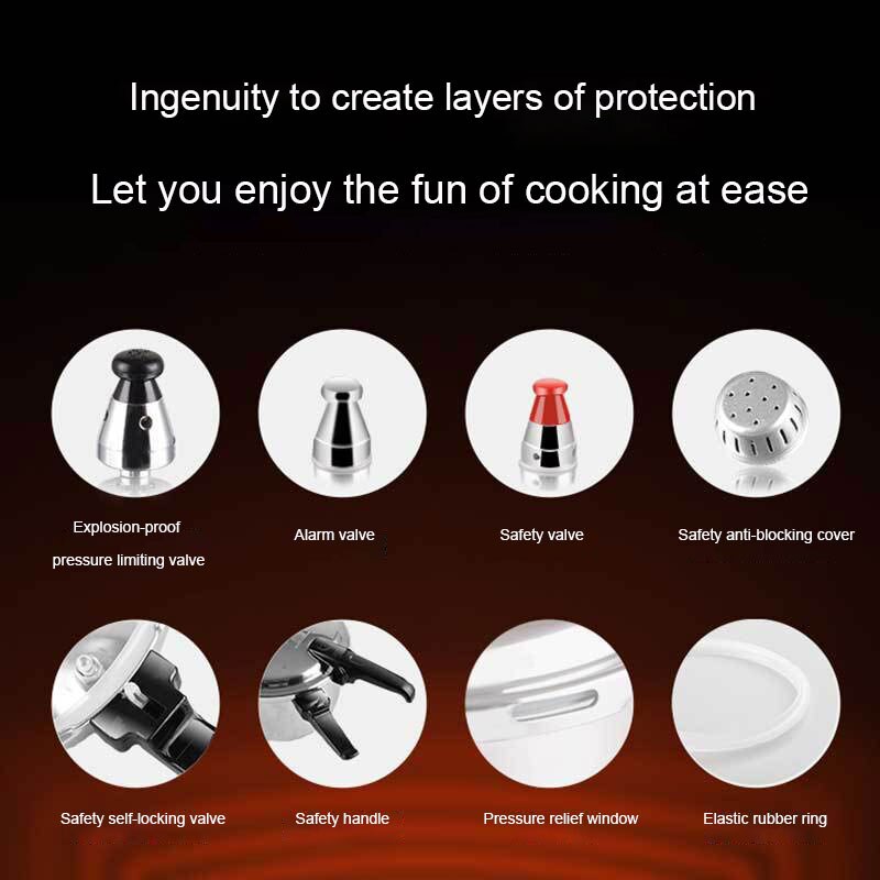 18/20/22cm Aluminum Uncoated Kitchen Pressure Cooker Soup Cooking Gas Stove/Open Flame Outdoor Camping Kitchenware