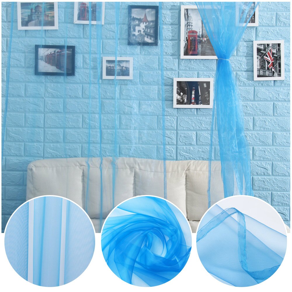 Pair (2 Panels) Of Tulle Curtains Solid Sheer Curtains Tulle Window Voile Net Curtains Window Screen Home Kitchen Living Room De