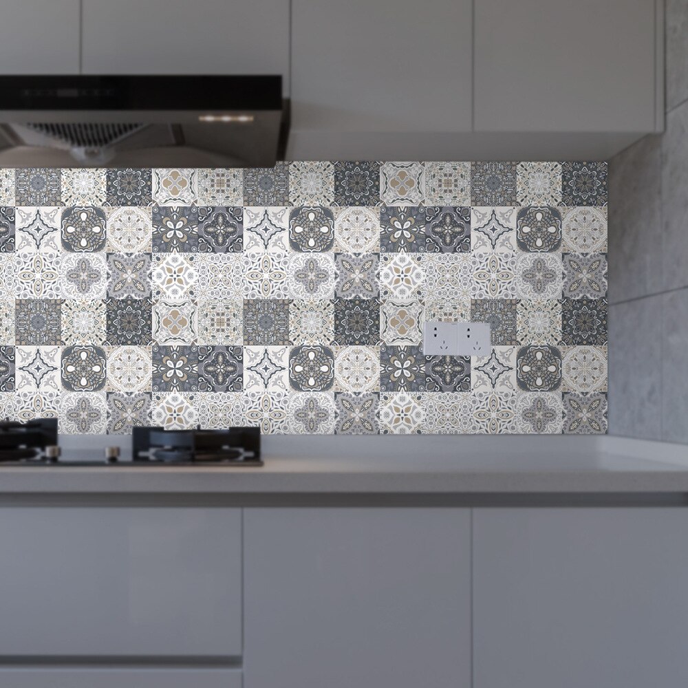 24 Pcs Waterproof PVC Retro Pattern Floor Tile Stickers Kitchen Wall Oilproof Sticker Home Decoration Living Room Decor