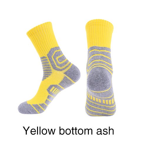 Outdoor Sport Cycling Socks Basketball Football Soccer Running Trekking Socks Calcetines Ciclismo Hombre Men Women: yellowgray