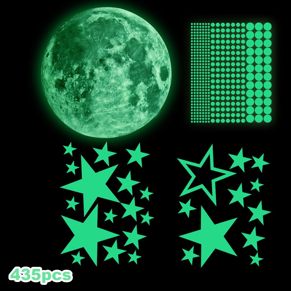 435Pcs Glow In The Dark Muursticker Lichtgevende Maan Sterren Stippen Fluorescentie Sticker Slaapkamer Kid Baby Woonkamer Thuis decoratie