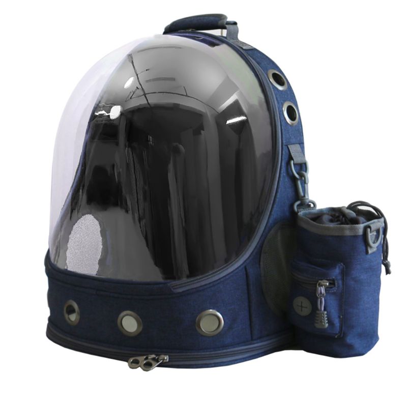 Kæledyr hund kat astronaut rygsæk gennemsigtig plads kapsel åndbar udendørs bæretaske til rejse vandreture gåtur: Dyb blå