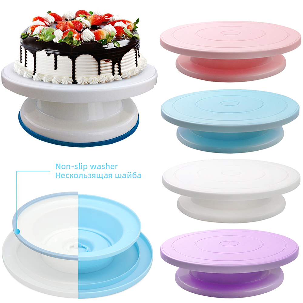 Plastic Taart Plaat Draaitafel Roterende Anti-Slip Ronde Cake Stand Taart Decoreren Draaitafel Keuken Diy Pan Bakken Tool