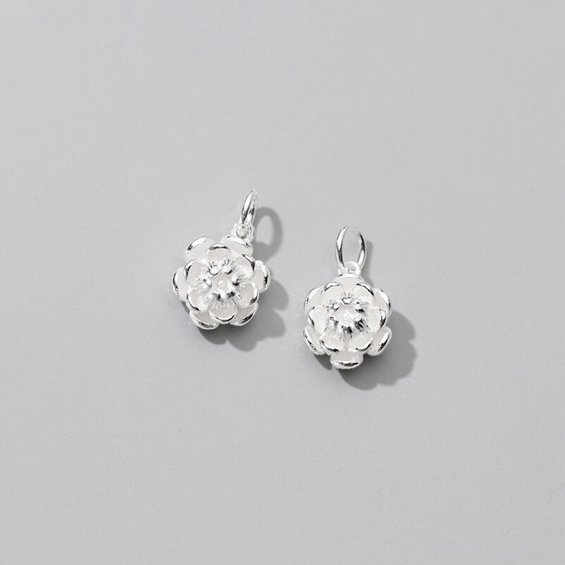 Colgante de plata de ley 925 para mujer, bonito collar de flores estéreo, decoración S925, colgantes finos, fabricación de joyería: silver 1pcs