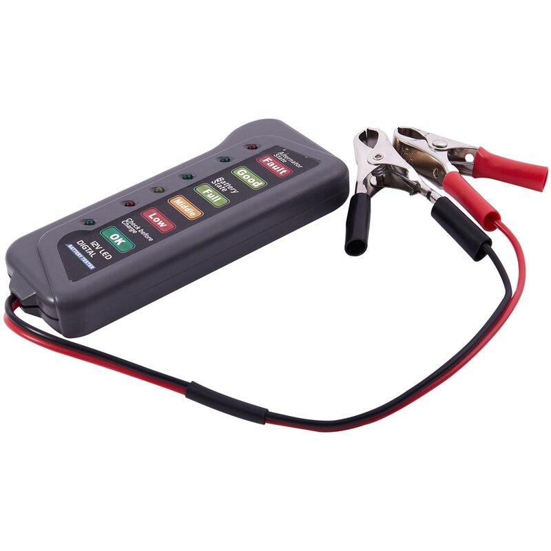 Testeur de batterie et d'alternateur de voiture 12 V-état de la batterie d'essai et charge de l'alternateur (indication de LED)