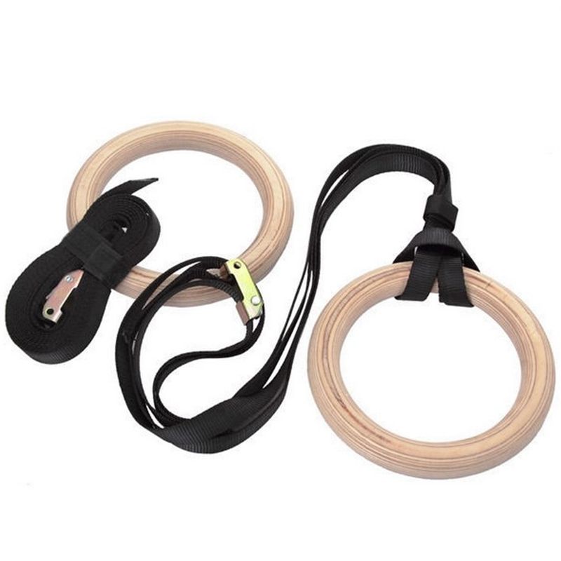 Anneaux de gymnastique en bois 25/28/32mm avec boucles réglables 4.5m sangles pour enfants adultes