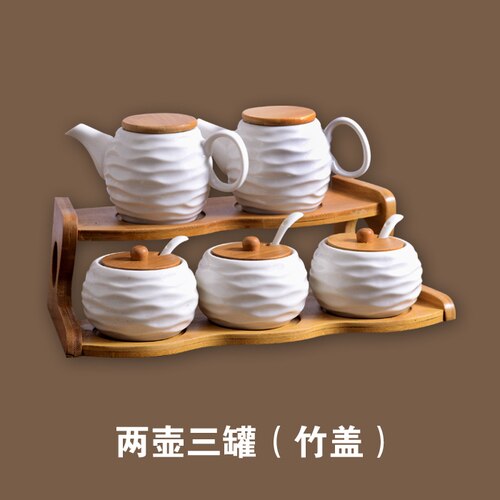 Utensílios de cozinha panela de cerâmica, pote de óleo para sabor, caixa de tempero, garrafa de condimentos, sal, açúcar, pimenta, molho de soja, pote, vinagre: A006