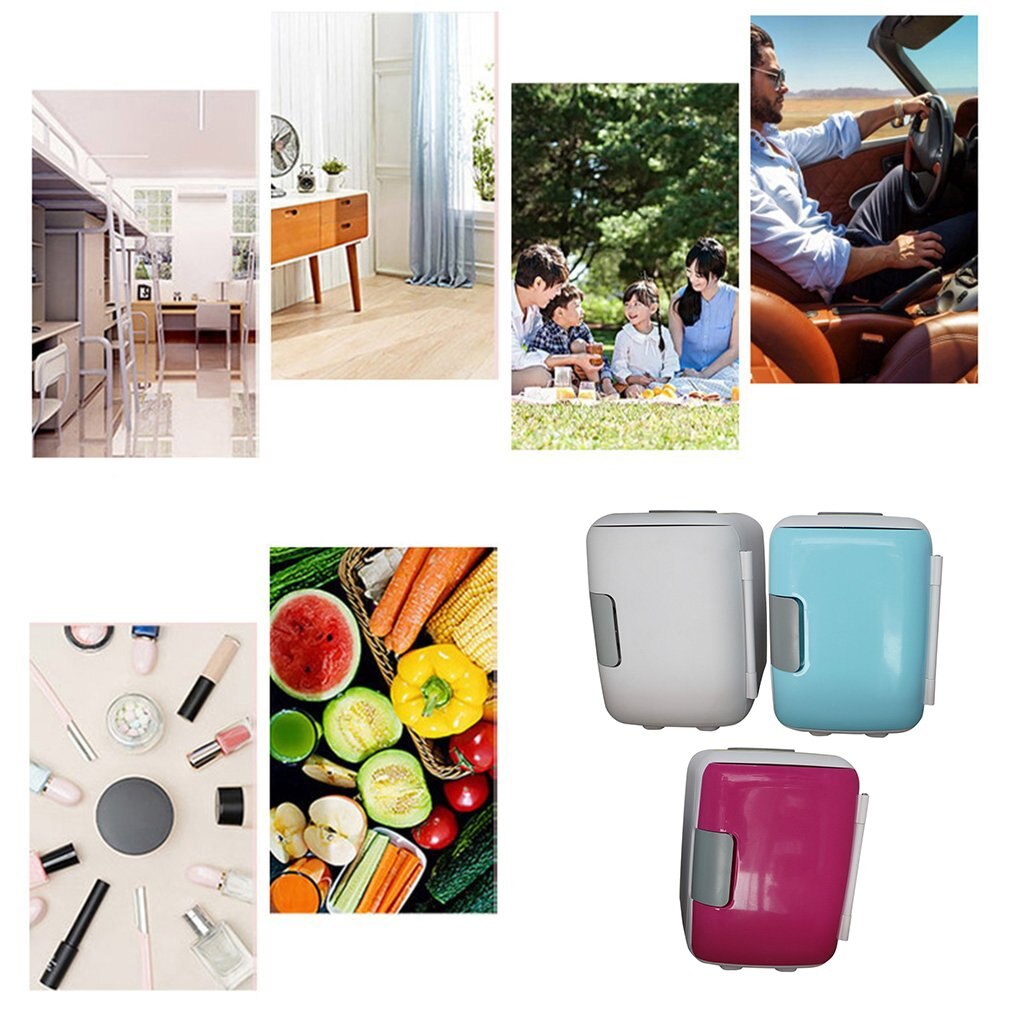 1Pcs Universal 4 Liter Portable Compact Personal Fridge Cools & Heats Fridge for Bedroom Office Car Dorm Four Seasons
