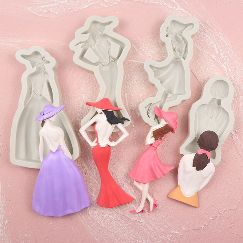 Belle fille silicone moule bricolage fondant gâteau moule chocolat fudge outil cuisine ustensiles de cuisson k253